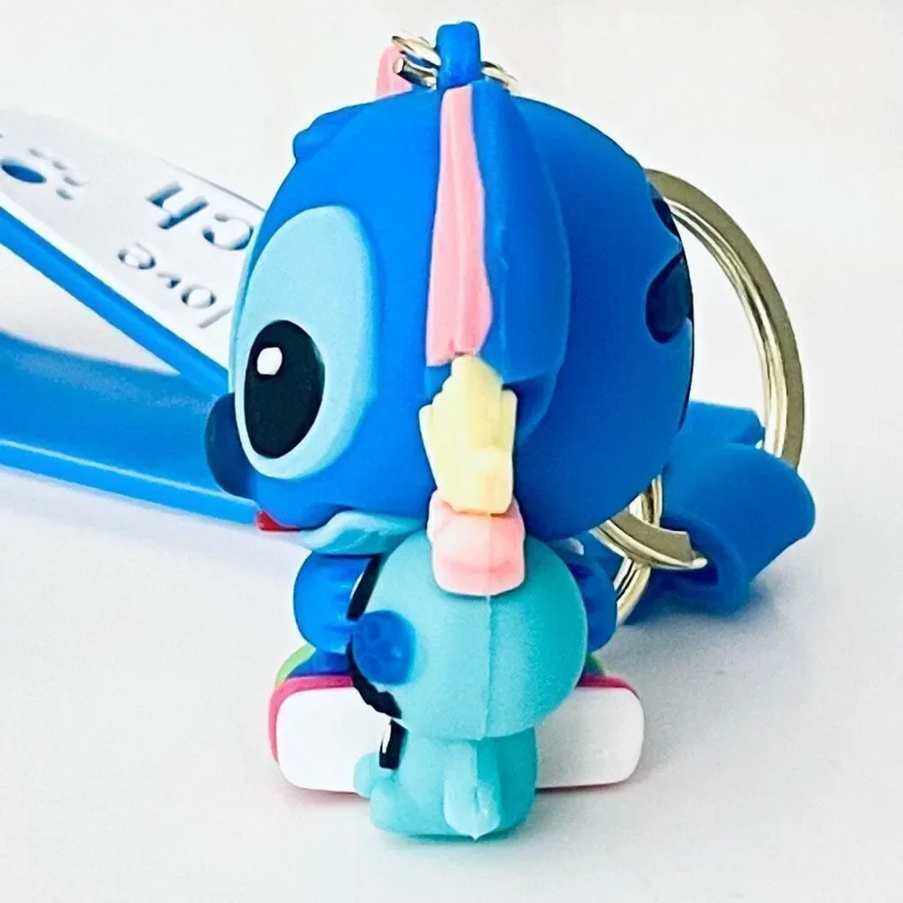NWT Disney We love Stitch Voodoo Doll Blue Wristlet Key holder Keyring Keychain